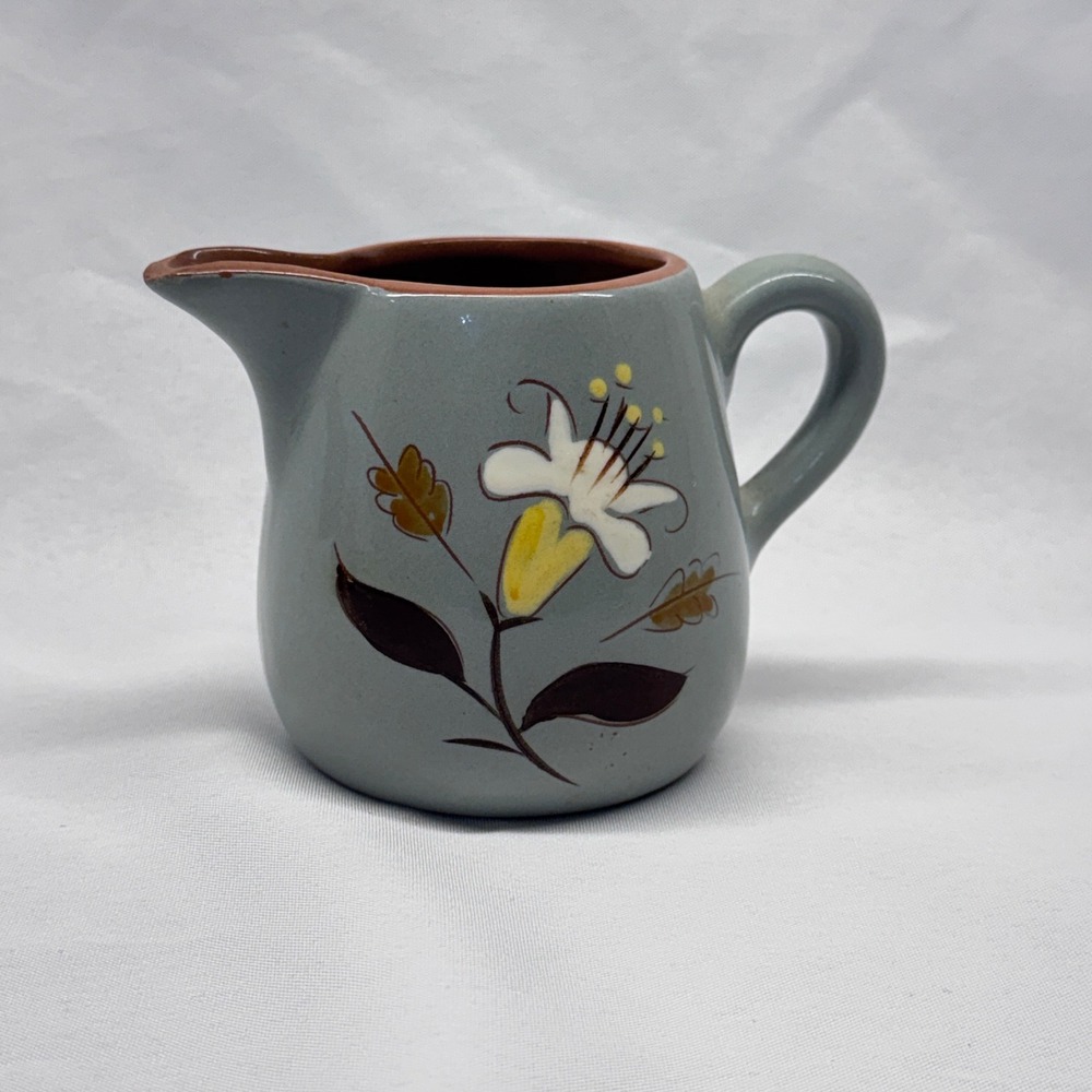 Stangl Pottery Creamer Golden Harvest Blue Gray Floral Vintage MCM Farmhouse